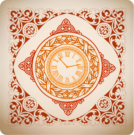 Premium Quality Card  Baroque ornaments and floral details  Old paper texture backgroundのイラスト素材