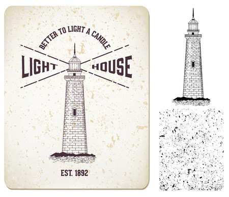 Vector. vintage label "lighthouse"のイラスト素材