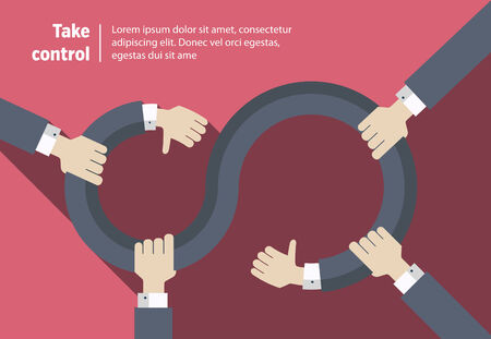 Take control. Infinity abstract symbol with hands, vector.のイラスト素材