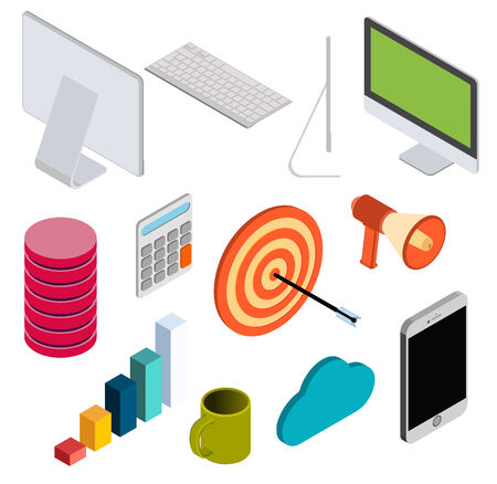 Business isometric elements set . vector illustrationのイラスト素材