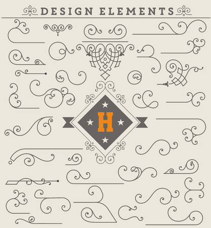 Vintage Ornaments Decorations Design Elements.  Vector stockのイラスト素材