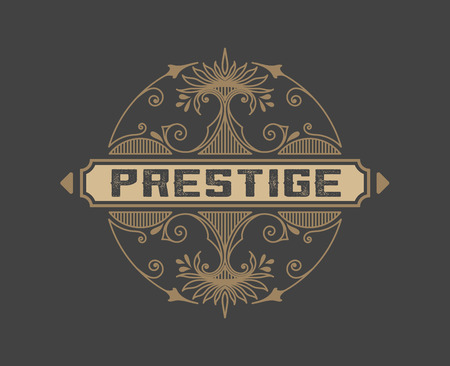 vintage icon template, Hotel, Restaurant, Business or Boutique Identity. Design with Flourishes Elegant Design Elements. Royalty, Heraldic style .Vector Illustrationのイラスト素材