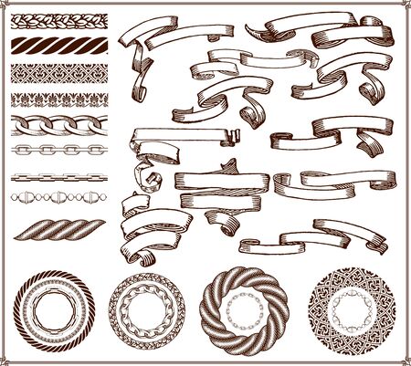 Banners and brushes kit, 29 elementsのイラスト素材