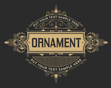 vintage logo template, Hotel, Restaurant, Business Identity set. Design with Flourishes Elegant Design Elements. Royalty. Vector Illustrationのイラスト素材