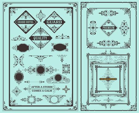 Retro set of vintage elementsのイラスト素材