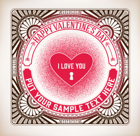 Happy Valentine\'s Day Greeting Card with Love Heart. のイラスト素材