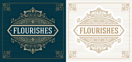 Vintage logo and frame templateのイラスト素材