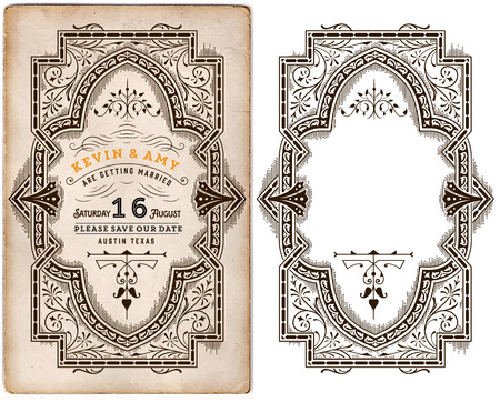 Wedding invitation vintage template with elements separated by layersのイラスト素材