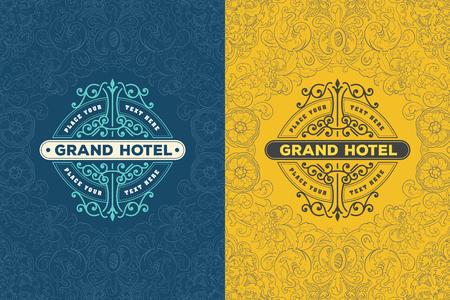 Vintage Logo with floral frame, Baroque styleのイラスト素材