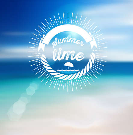 Summer Time Design with Blur Beach Background.のイラスト素材