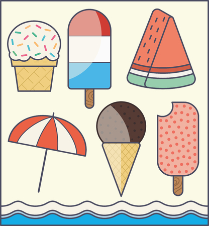 Summer Icons setのイラスト素材