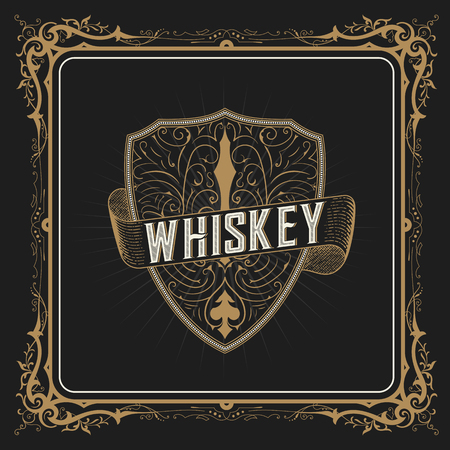 Whiskey label with old framesのイラスト素材