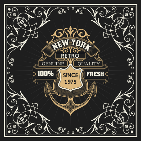 Nautical design with baroque frameのイラスト素材