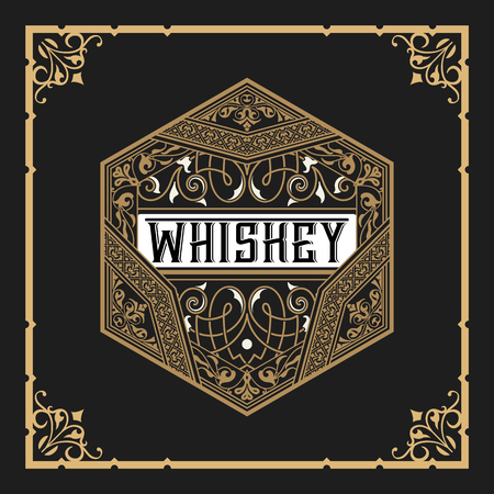 Whiskey label with old frameのイラスト素材