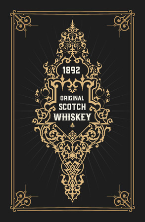 Old  label design for Whiskey and Wine label, Restaurant banner, Beer label.のイラスト素材