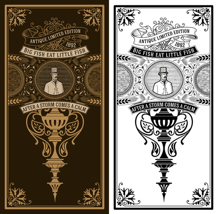 Vintage card. Baroque ornaments and gentlemanのイラスト素材