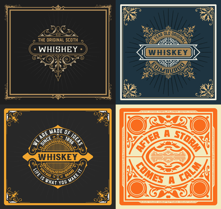 Set Whiskey labes.のイラスト素材