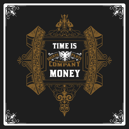 Whiskey label with old frames. Vector layeredのイラスト素材