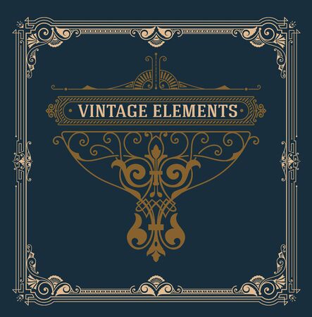 Vintage logo and frame templateのイラスト素材