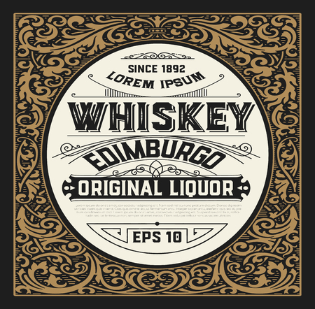 Old Floral Whiskey cardのイラスト素材