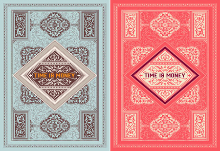 Vector. Old cards with floral details. Elements organized by layersのイラスト素材