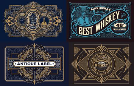 Set of templates with banners vintage and design elementsのイラスト素材