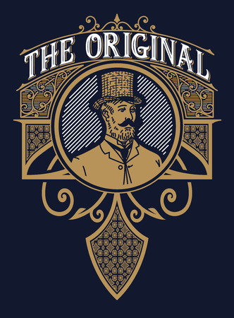 Vintage label with gentleman detailのイラスト素材