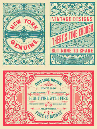 Retro card. Set of 4 templates. Vetor layeredのイラスト素材