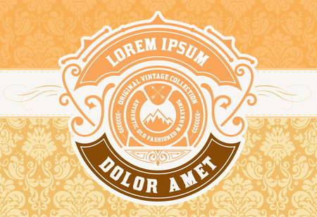 Old badge design with baroque backgroundのイラスト素材