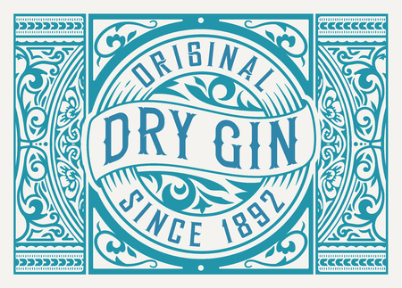 Gin label with floral frameのイラスト素材