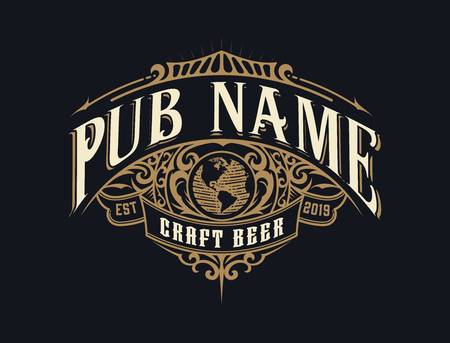 Vintage Pub logo. Vector layeredのイラスト素材