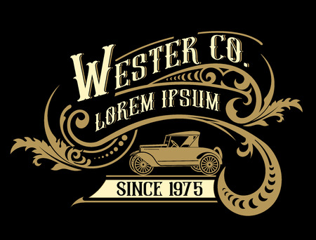 Victorian Logo Template wirh classic car.のイラスト素材