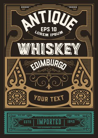 Whiskey label for packing. Vector layeredのイラスト素材