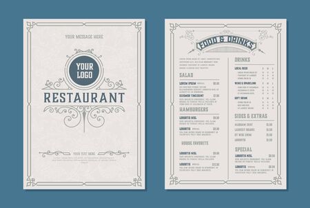 Fresh retro template for restaurant menu design. Vector layered.