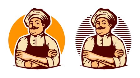 Chef in arms crossed pose. Vector layeredのイラスト素材
