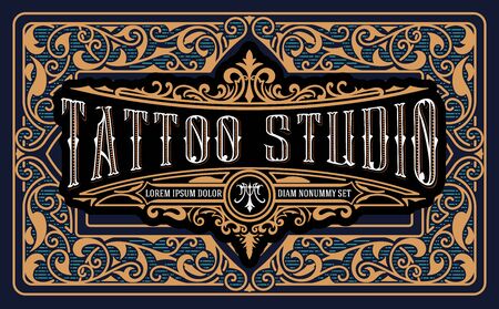 Vintage logo template with floral elementsのイラスト素材