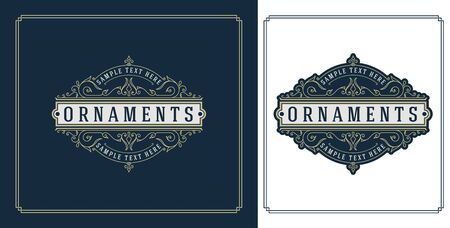 Vintage Flourishes Frame Banner Label. Vector illustrationのイラスト素材