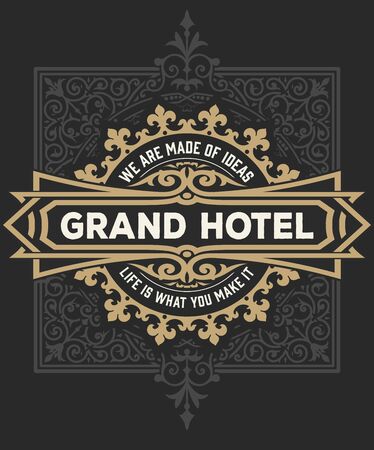 Vintage retro logo with floral ornamentsのイラスト素材