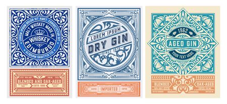 Set of 3 vintage labels for packingのイラスト素材