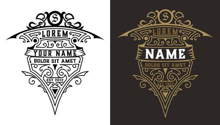 Vintage template logo with floral elementsのイラスト素材