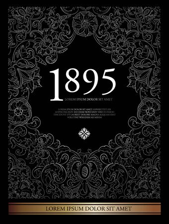 Vintage wine label with floral frame. Vector layeredのイラスト素材