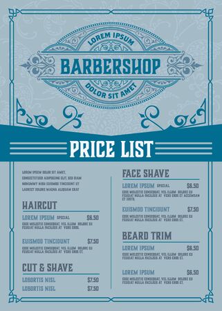 Barbershop Price List Flyer. Vector Layeredのイラスト素材