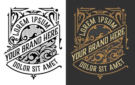 Vintage Luxury  / Label Template Design for Label, Frame, Product Tags. Retro Emblem Design. Vector illustrationのイラスト素材