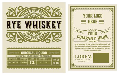 Full Liquor Label Design with Front and Back Sides. Vector Layeredのイラスト素材