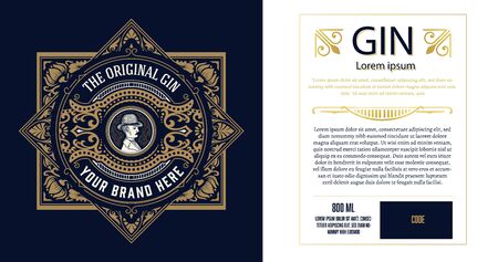 Vintage Gin label. Vector layeredのイラスト素材