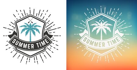 Vintage Summer Time logo. Vector Layeredのイラスト素材