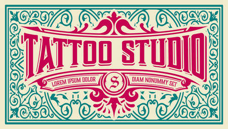 Tattoo logo with vintage ornaments. Layeredのイラスト素材