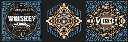 Set of 3 vintage labels for packingのイラスト素材