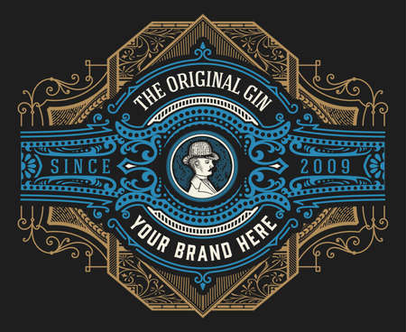 Whiskey label with old framesのイラスト素材