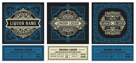 Set of 3 vintage labels for packingのイラスト素材